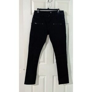 G by Guess Black Moto Jeans Slim Fit Zippers Detail Women Size S‎ Vintage